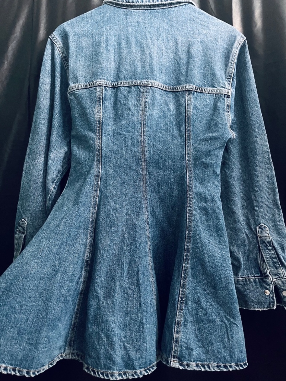 Distressed Denim Mini Dress - Picture 8 of 12